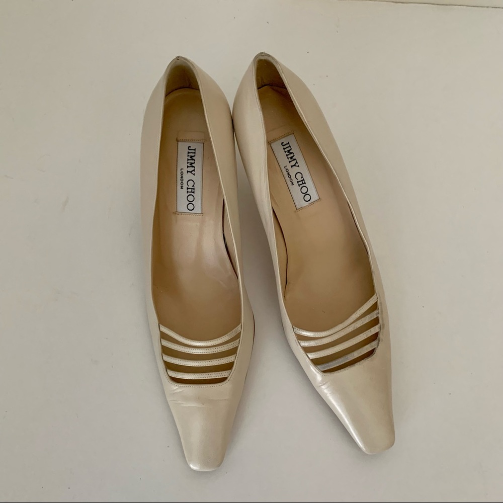 Jimmy Choo Square Toe Kitten Heel Pumps Size 37. 5
